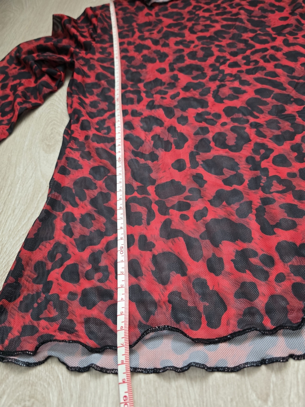 Red Leopard Sheer Long-Sleeve Tee Size L Y2K - Picture 4 of 4